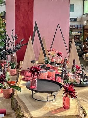 Farbakzente setzen mit weihnachtlichen Accessoires von RÖSCH. Besuchen Sie unsere Advents-Ausstellung!